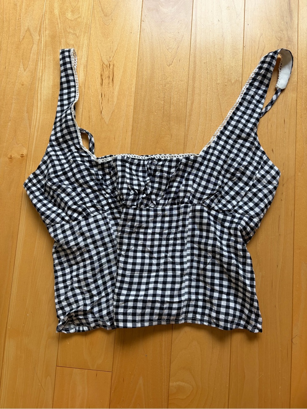 Urban Heritage Black & White Gingham Crop Camisole